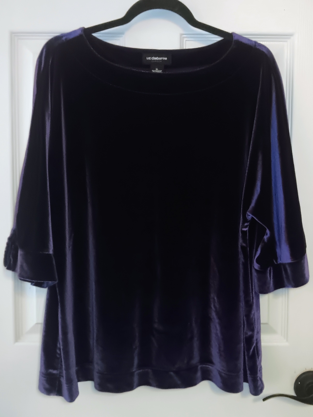 Liz Claiborne Women's Boatneck Velour Top Shirt - Picture 2 of 8